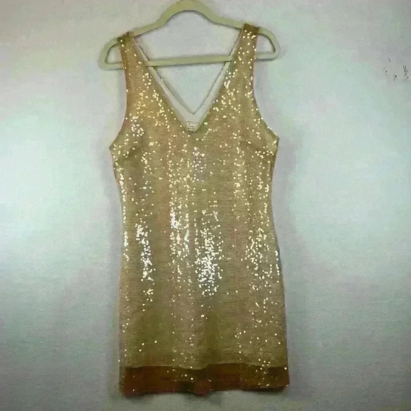A New Day Dress Gold Women’s Size Small Sparkling Sequined NWT - Picture 1 of 10